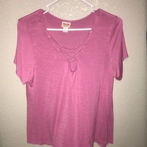 pink flowy shirt